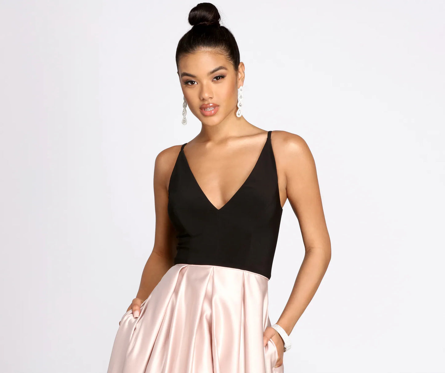 Alex Pleated Satin Ball Gown