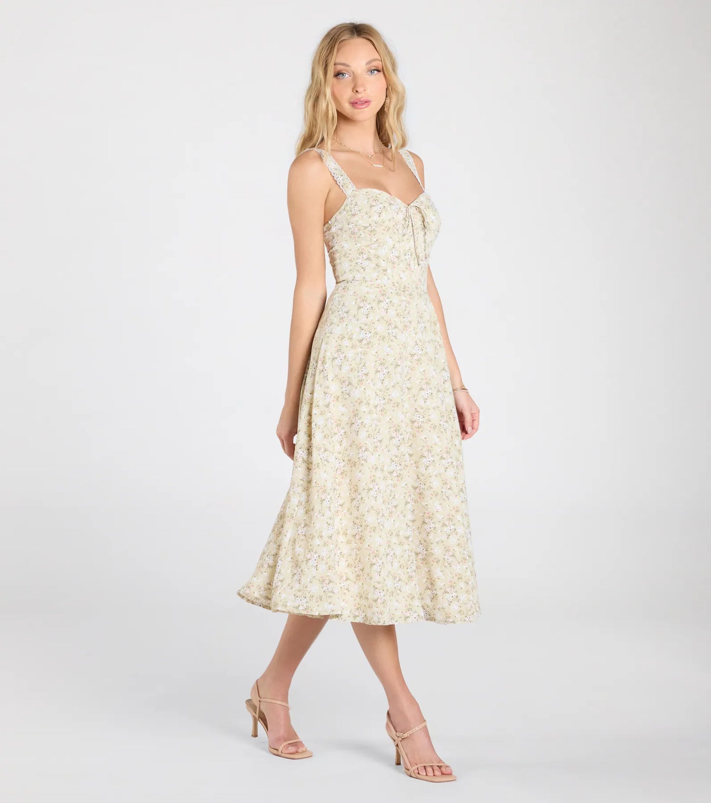 Admired Cutie Floral A-Line Midi Dress