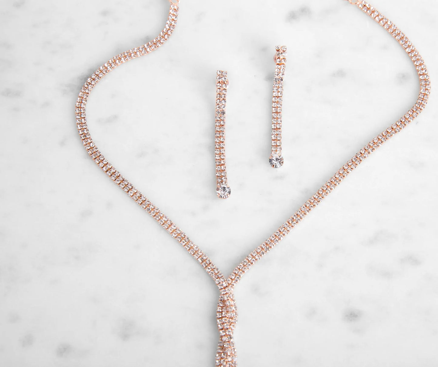 A Twist Of Rhine Lariat Necklace Set
