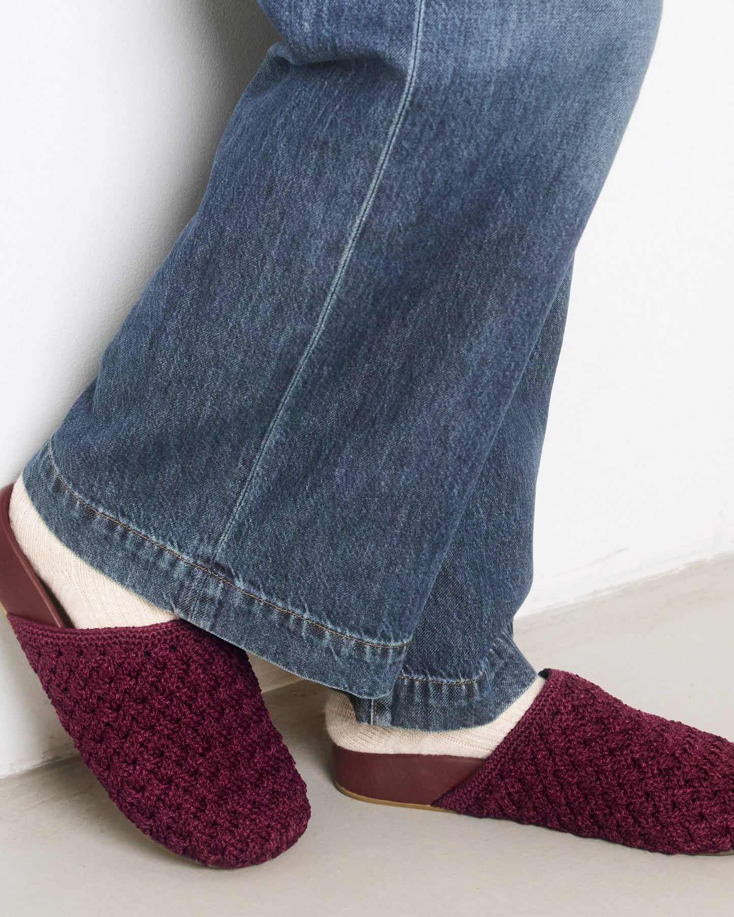 Bolinas Clog - Hand Crochet - Black Cherry Cozy Weave