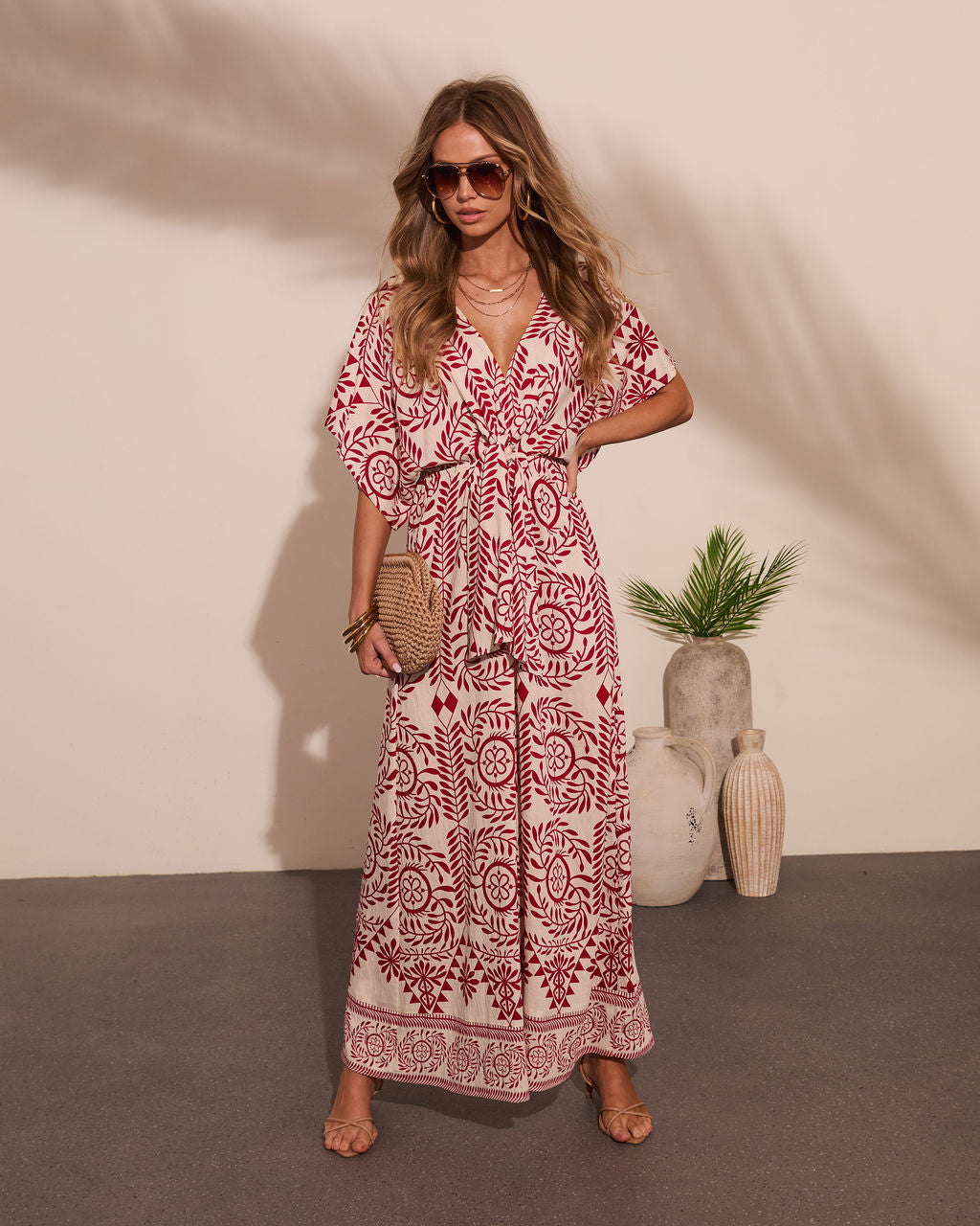 Carlea Abstract Print Waist Tie Jumpsuit