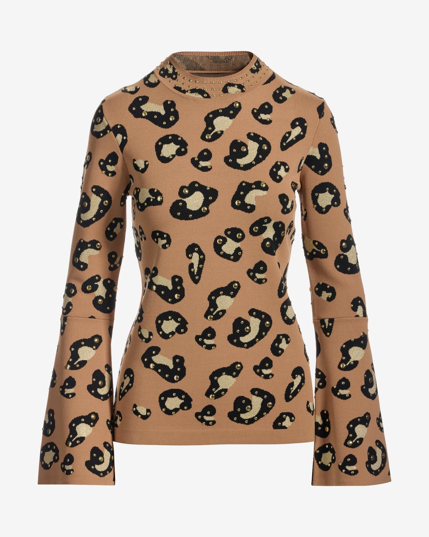 Animal Print Studded Sweater Cheetah Studs