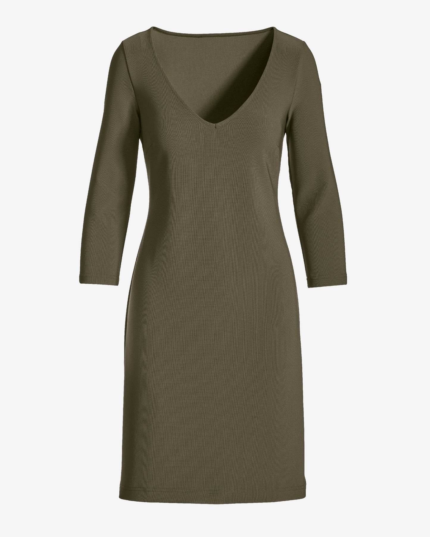 Beyond Travel Three-Quarter Sleeve V Neck Dress Olive Night
