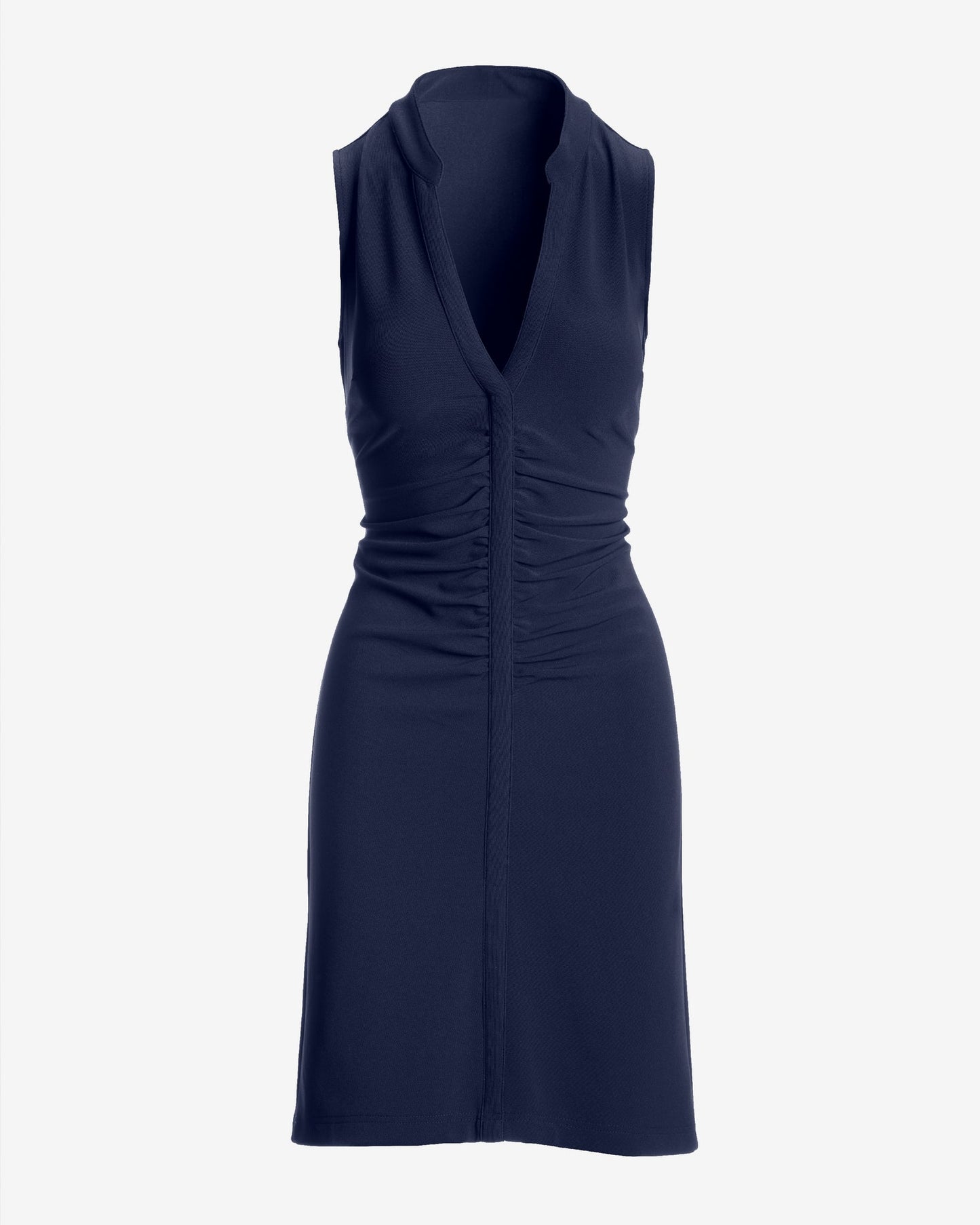 Beyond Travel Sleeveless Ruched Short Dress Maritime Navy