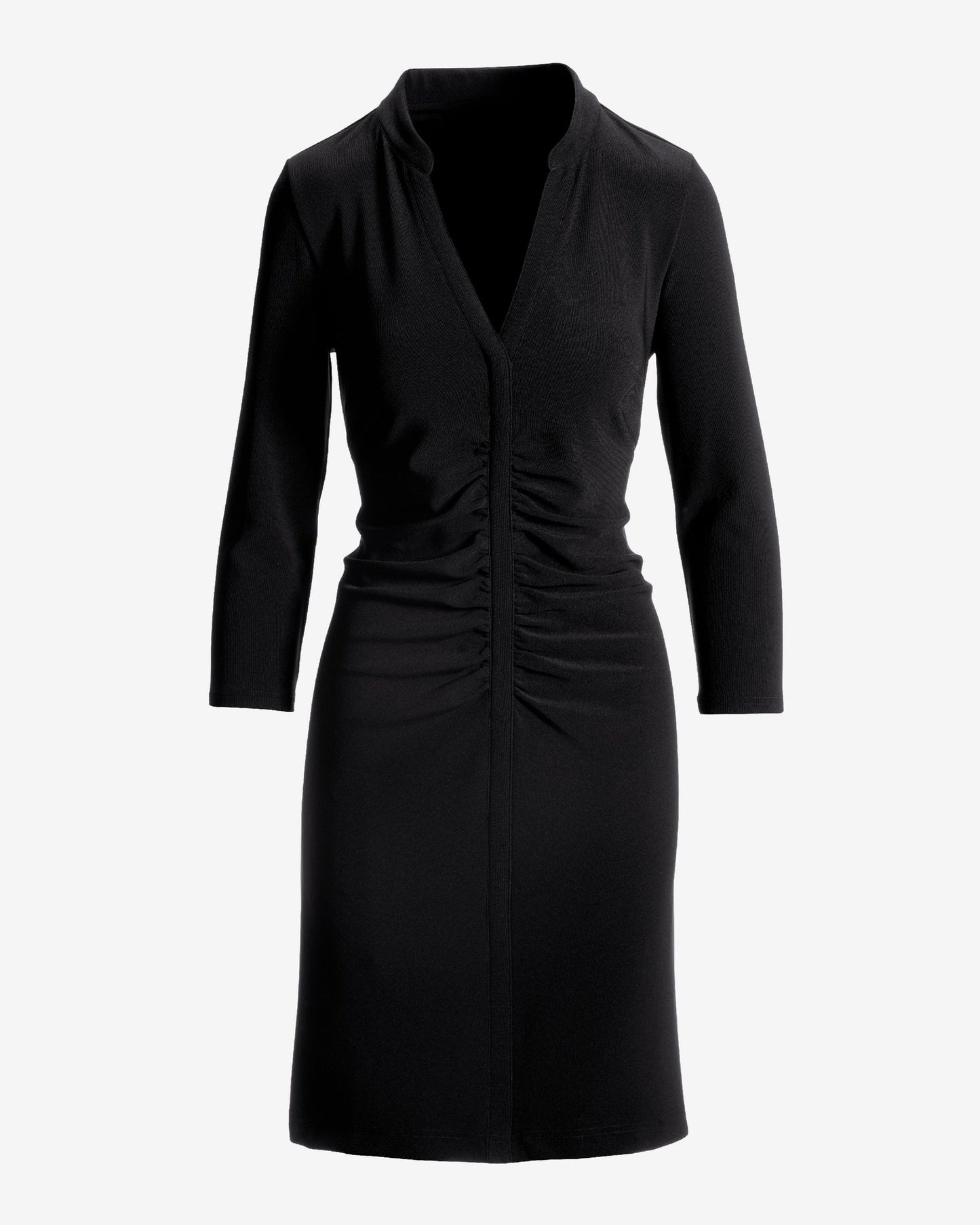 Beyond Travel Long Sleeve Ruched Short Dress Jet Black