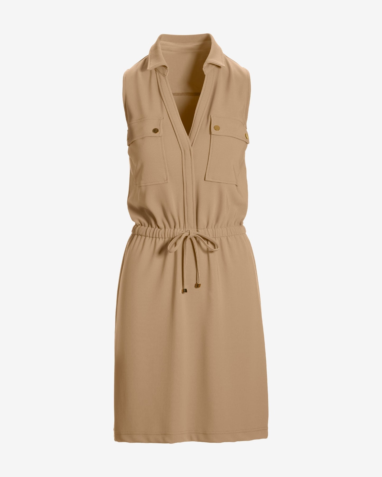 Beyond Travel Chic Drawstring Utility Dress Natural