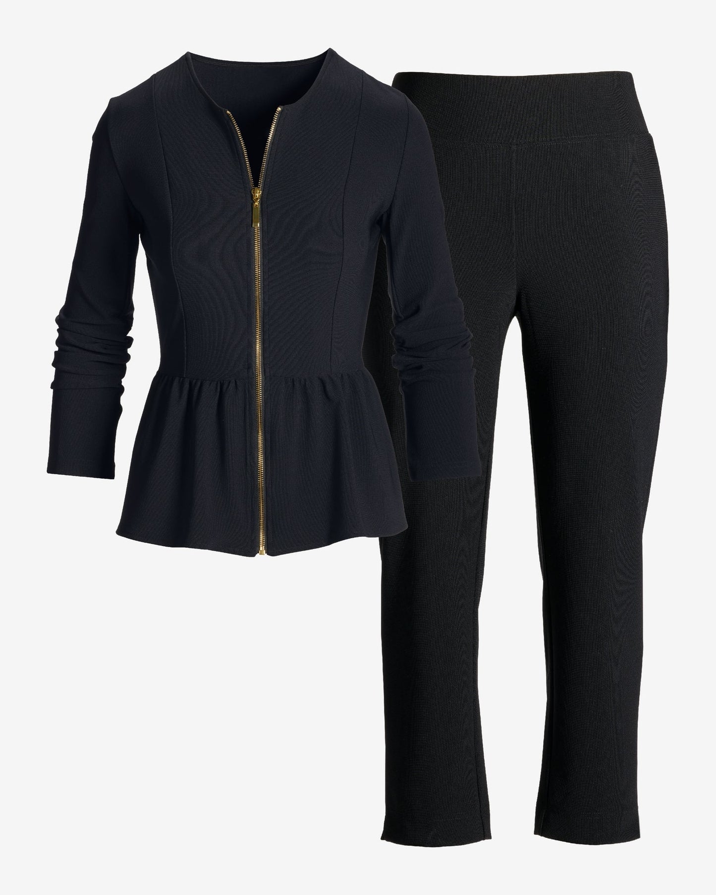 Beyond Travel Peplum Coordinates Jet Black
