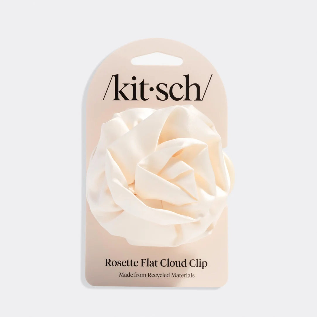 Satin Rosette Medium Flat Cloud Clip (Cream)