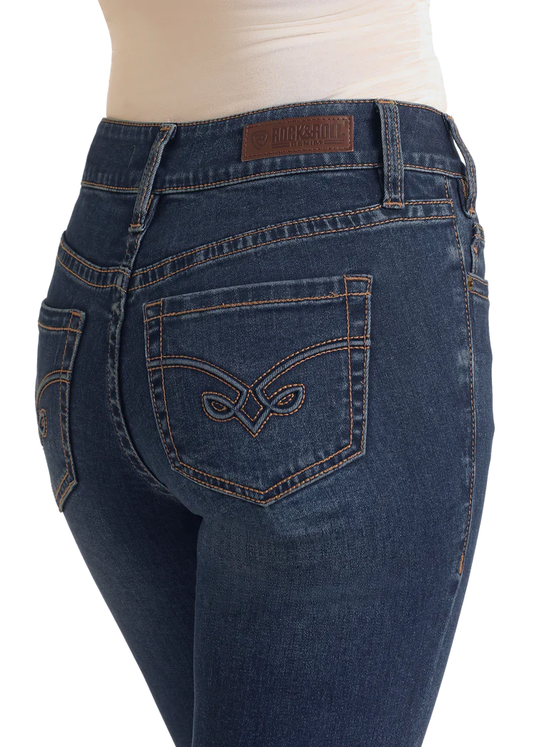 Rock & Roll Arrow Embroidered High Rise Jean