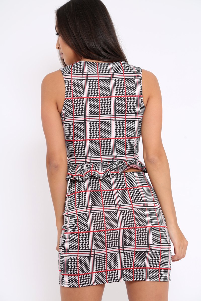 Black And White Hound Tooth Check Co-ord Set - Kellie