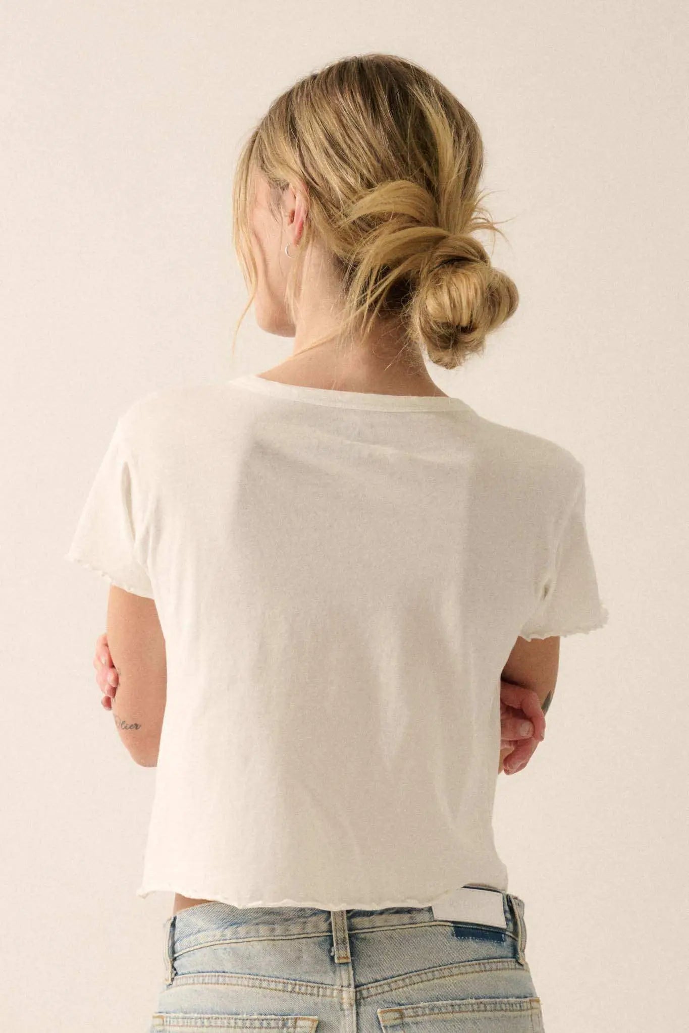 Ribbons and Bows Cropped Graphic Baby Tee