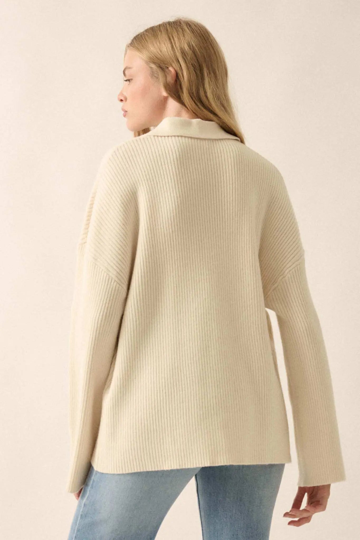 Promise the Label Rib-Knit Oversize Cardigan Sweater