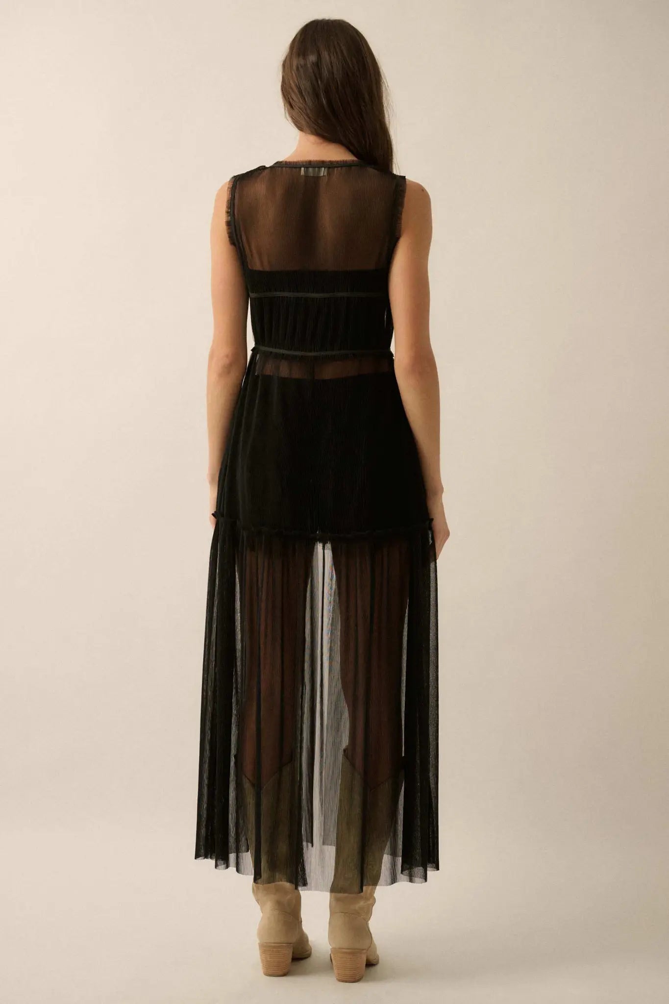 Softest Sigh Sheer Tulle Tie-Front Maxi Top
