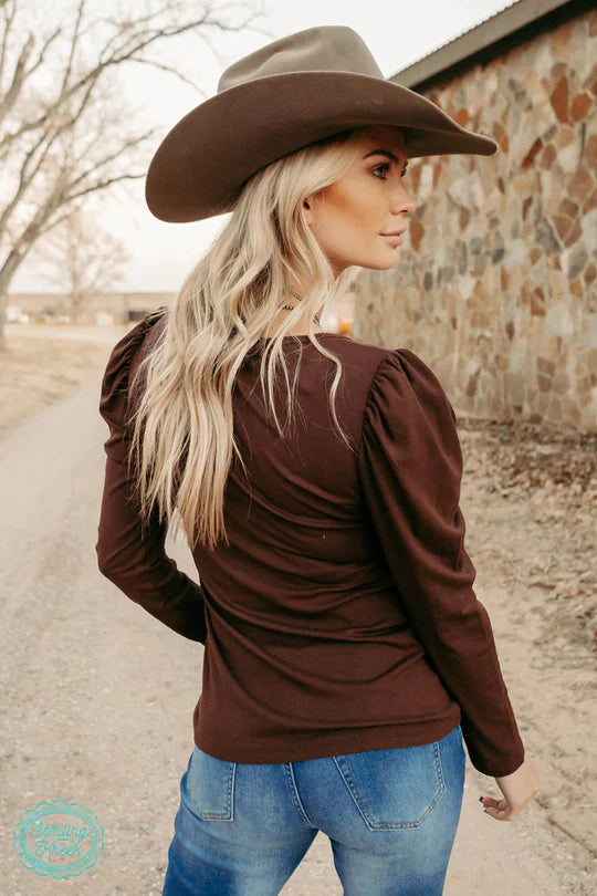 SOMETHING CLASSY BROWN TOP