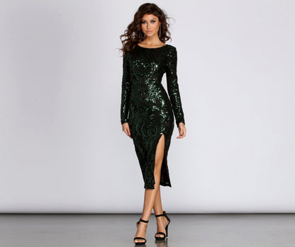 Aerin Formal Sequin Midi Dress