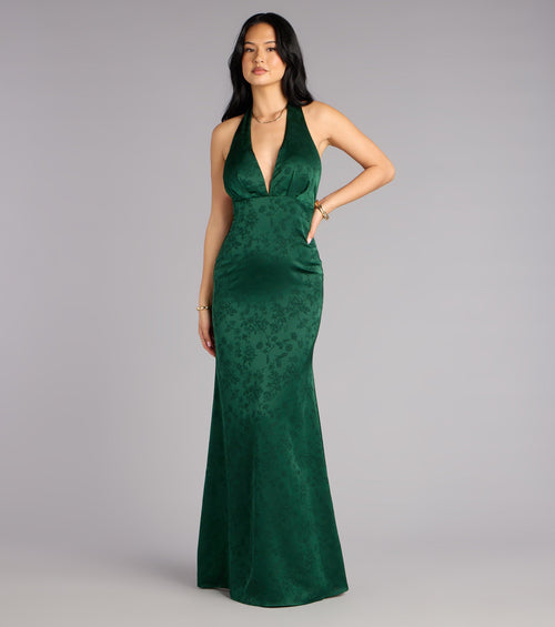 Adelle Satin Halter A-Line Formal Dress