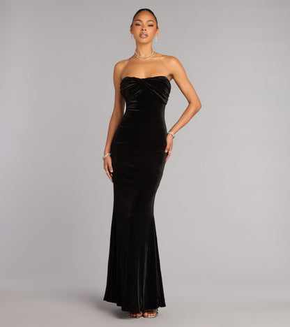 Adella Velvet Strapless Mermaid Formal Dress