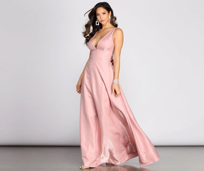 Alexis Holographic Satin A-Line Dress