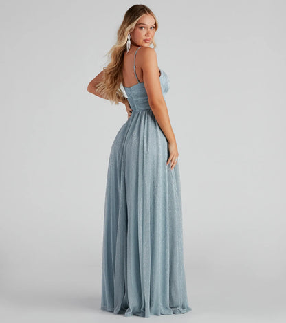 Adler Formal Metallic Sparkle A-Line Dress