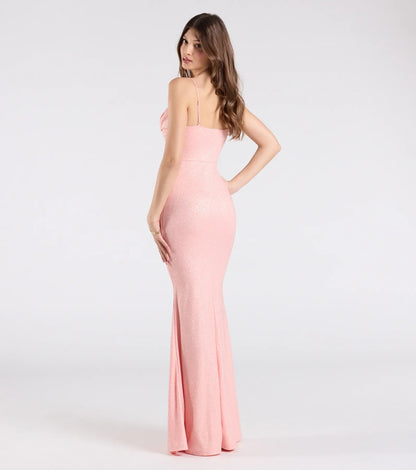 Acacia Glitter Knit Cowl Neck Mermaid Dress