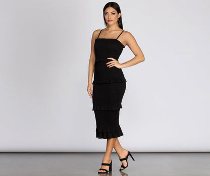 A Midi Moment Smocked Dress