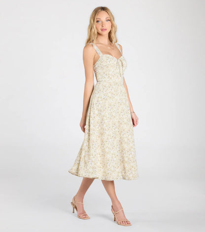 Admired Cutie Floral A-Line Midi Dress