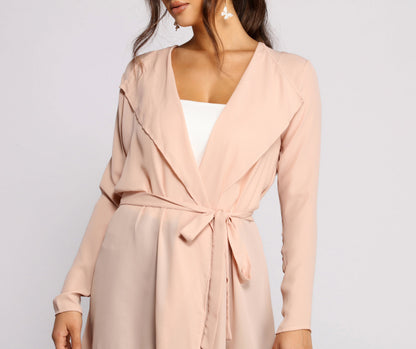A Classic Vibe Belted Trench
