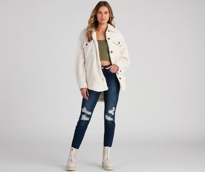 All About Knit Sherpa Shacket