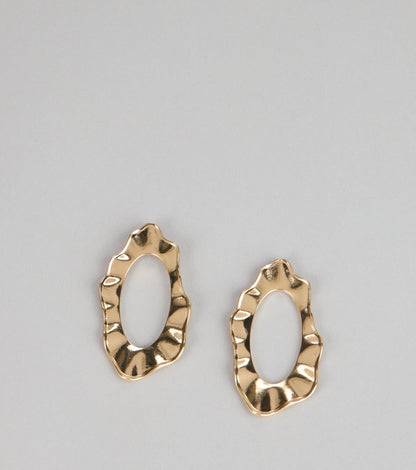 After Hours Shine Textured Oval Statement Earrings