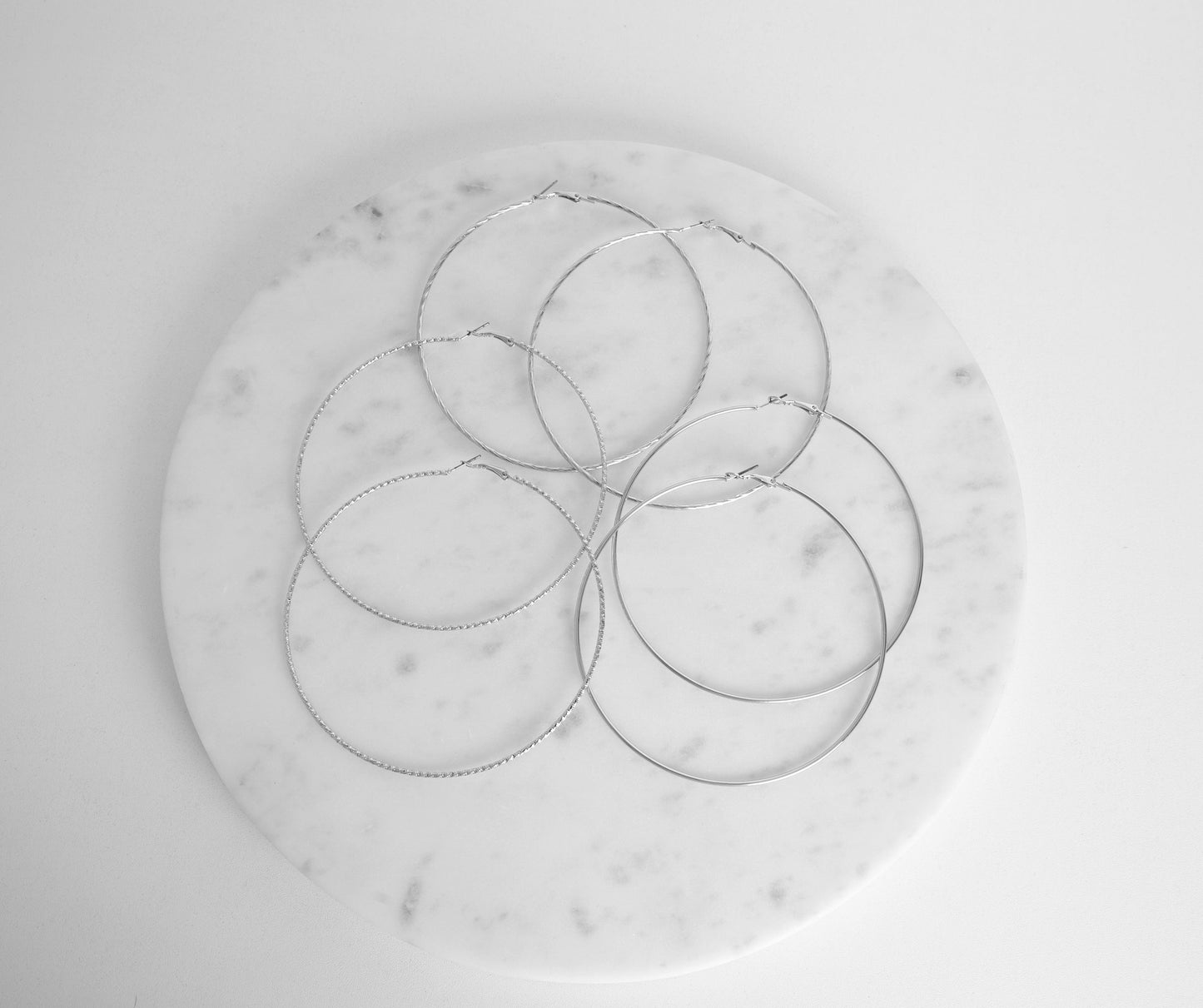 3 Pack Silver Hoop Set