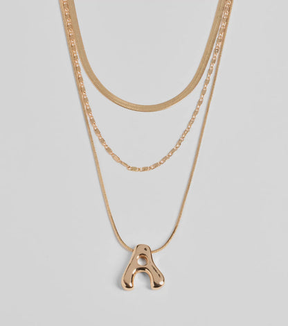 A Initial Layered Bubble Necklace