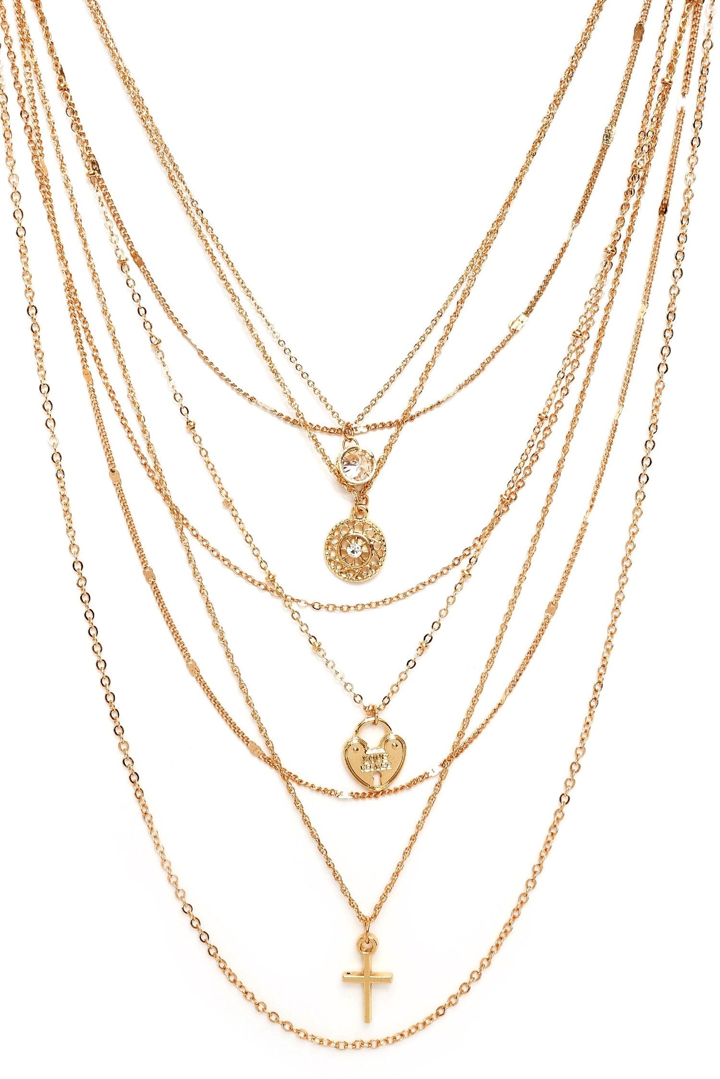 8 Row Layered Charm Necklaces