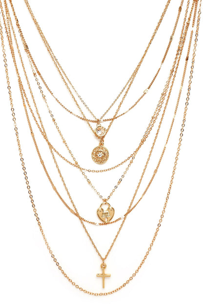 8 Row Layered Charm Necklaces