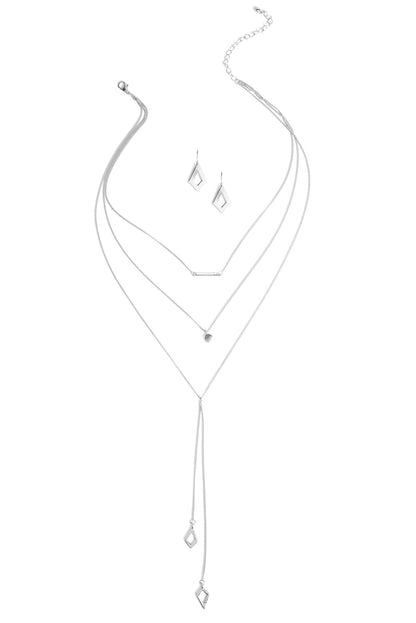 3 Row Dainty Lariat Charm Necklace