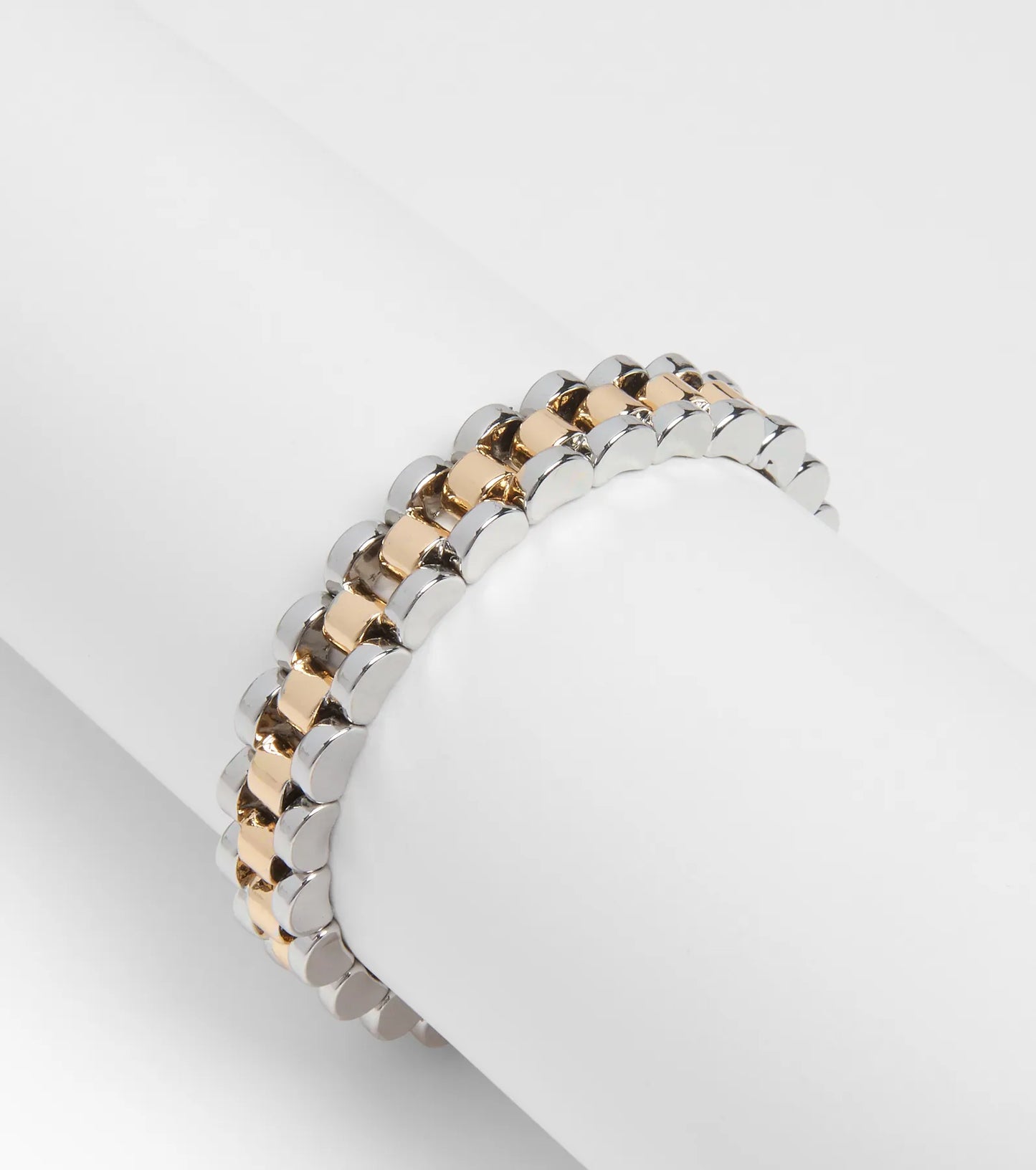 All About Edgy Two Tone Stretch Bracelet
