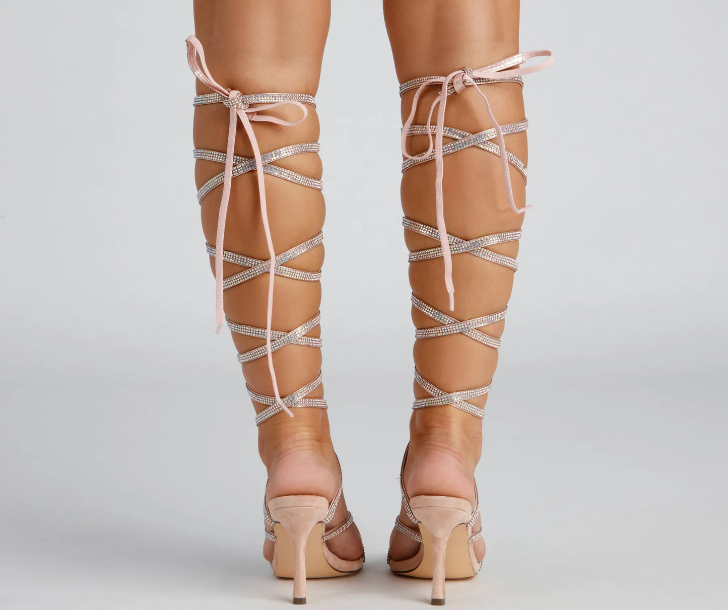 All About Glam Rhinestone Lace-Up Stiletto Heels