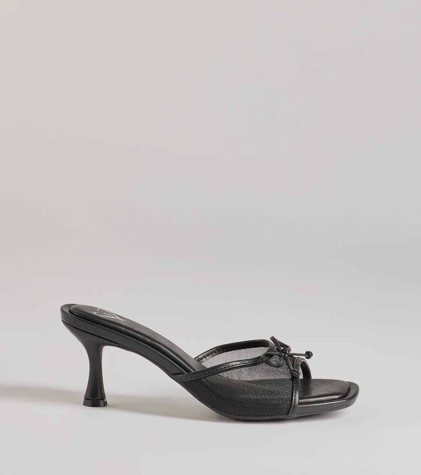 Adorable Bow Detail Mesh Strap Stiletto Mules