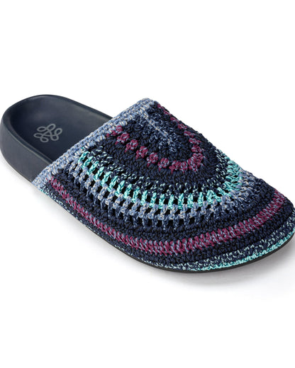 Bolinas Clog - Hand Crochet - Lapis Stripe