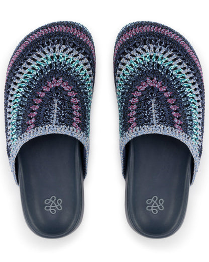 Bolinas Clog - Hand Crochet - Lapis Stripe