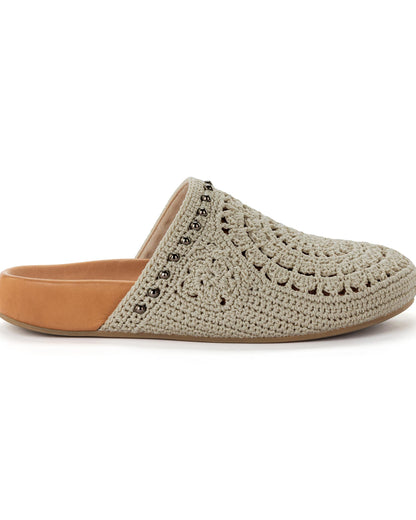 Bolinas Clog - Hand Crochet - Natural Grey Medallion