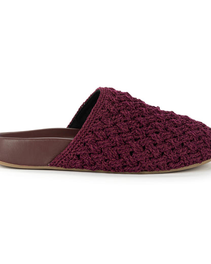 Bolinas Clog - Hand Crochet - Black Cherry Cozy Weave