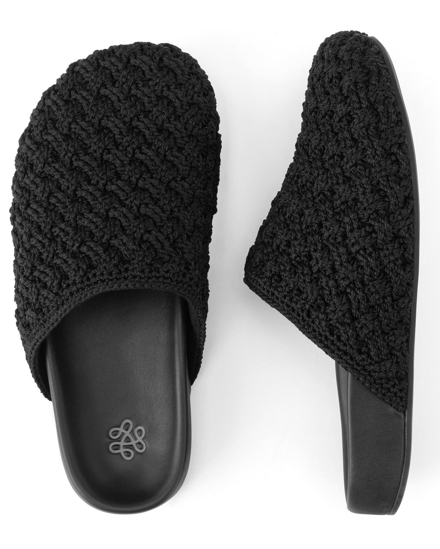 Bolinas Clog - Hand Crochet - Black Cozy Weave