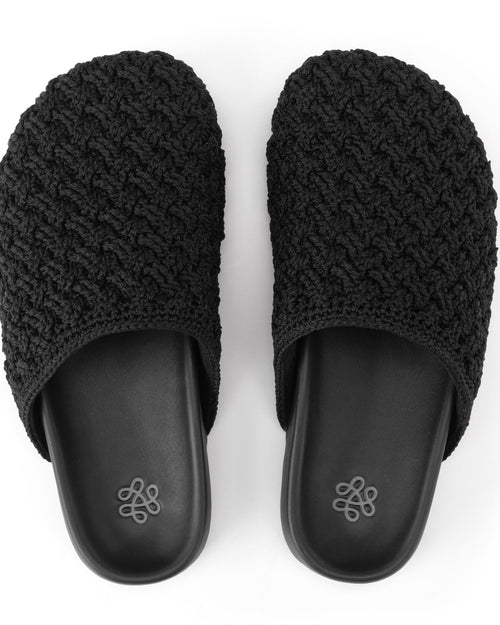 Bolinas Clog - Hand Crochet - Black Cozy Weave