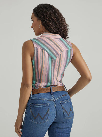 Wrangler Retro Peach Sleeveless Snap Top
