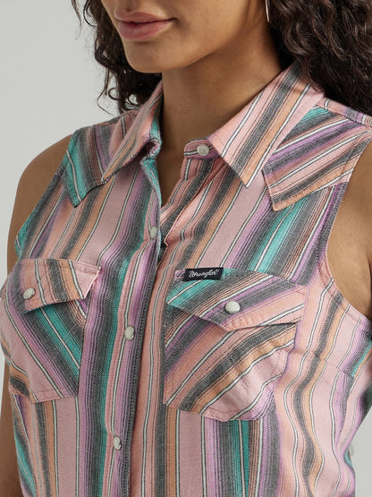 Wrangler Retro Peach Sleeveless Snap Top