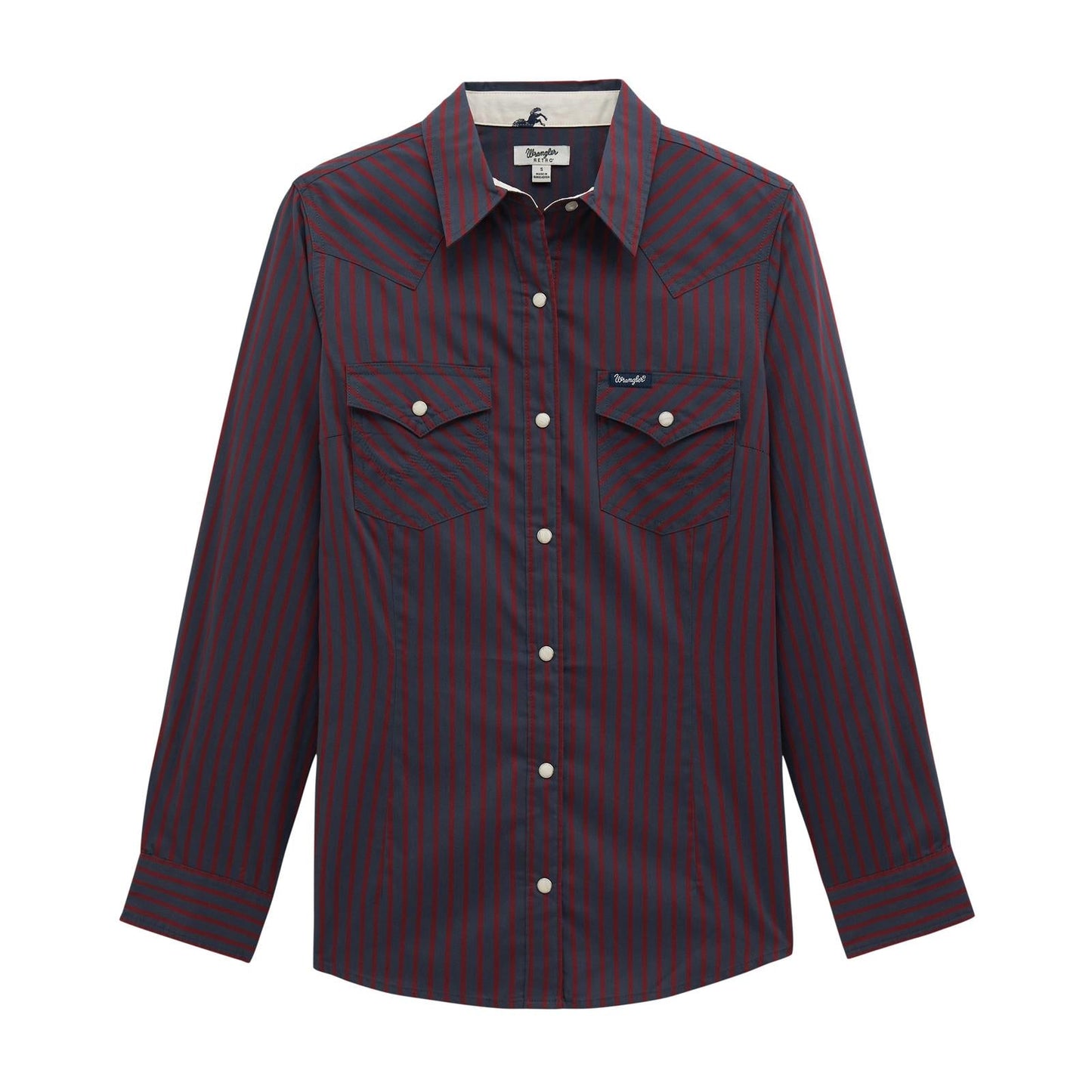 Wrangler Retro Burgundy Western Dress Snap Shirt