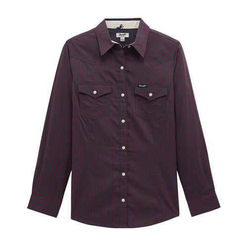 Wrangler Retro Burgundy Western Dress Snap Shirt