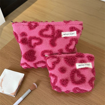 Small Plush Heart Makeup Bag