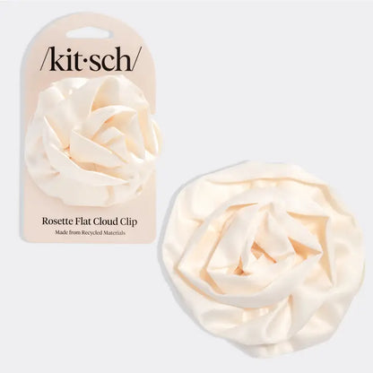 Satin Rosette Medium Flat Cloud Clip (Cream)