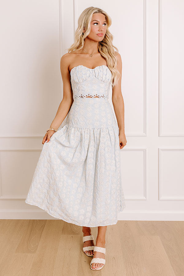 Picking Flowers High Waist Embroidered Midi Skirt